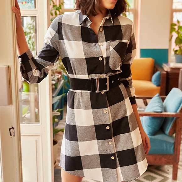 Dresses & Skirts - 💥HOST PICK💥Cotton Plaid Shirt Dress